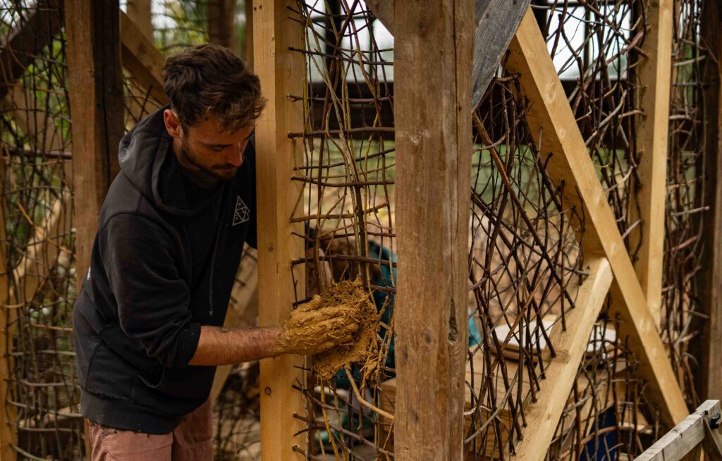 This Picture shows Tim at a natural Building at Granxa Galicia